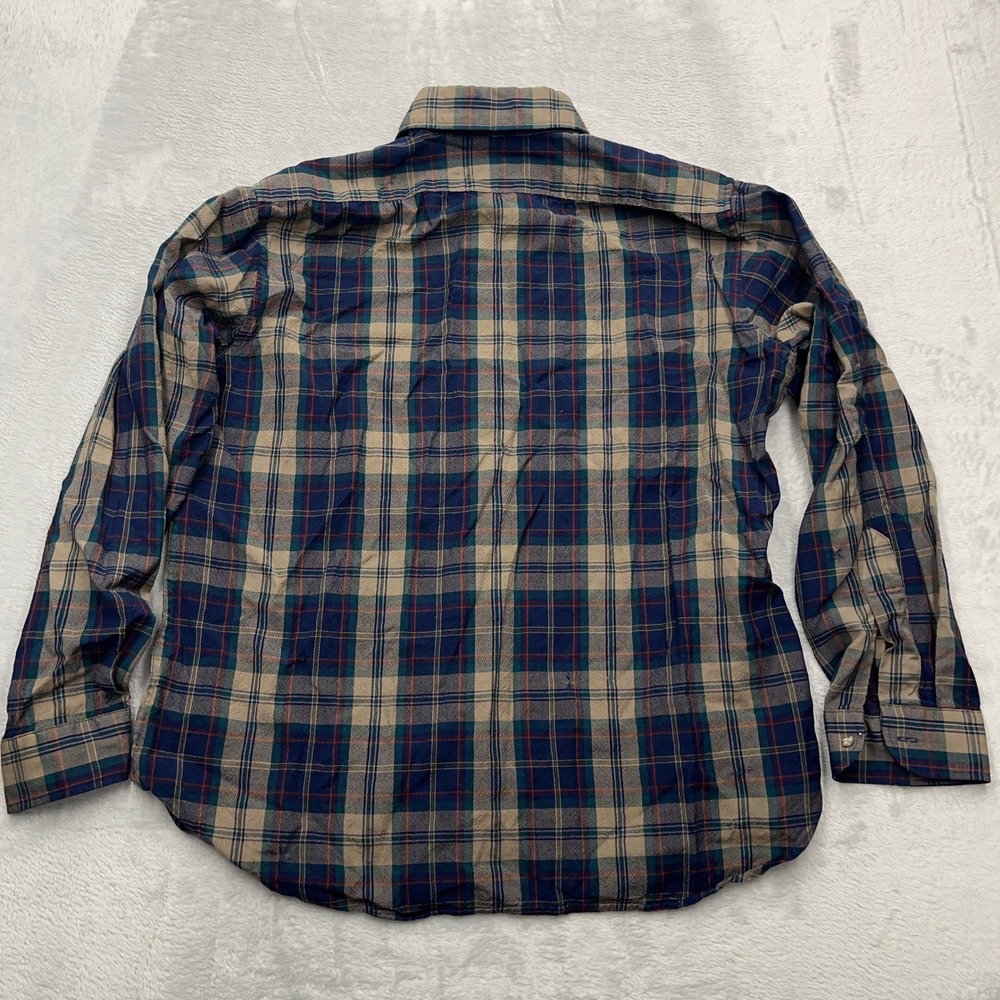 Vintage Pendleton Plaid Flannel Shirt Mens XL Blue Green 100% Wool Made USA - Picture 10 of 12